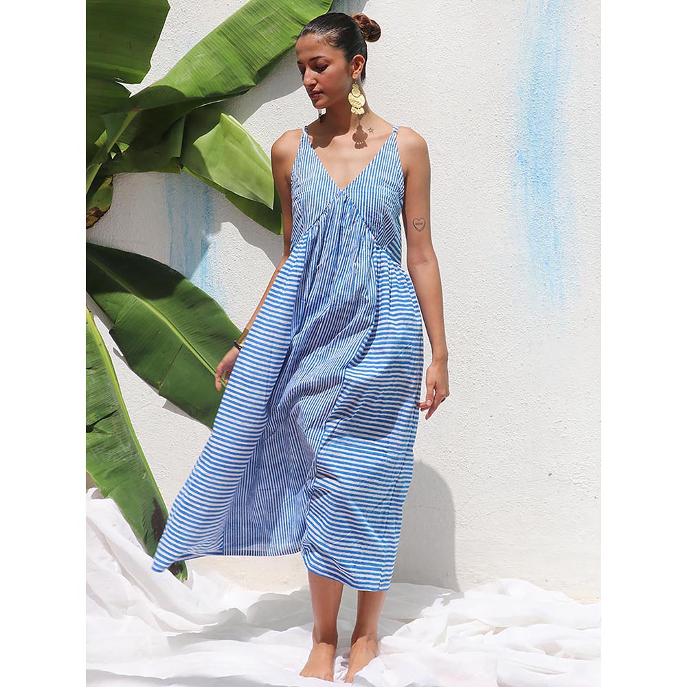 Chidiyaa Walk In the Clouds Megha Handprinted Cotton Dress