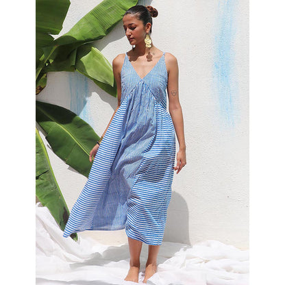 Chidiyaa Walk In the Clouds Megha Handprinted Cotton Dress