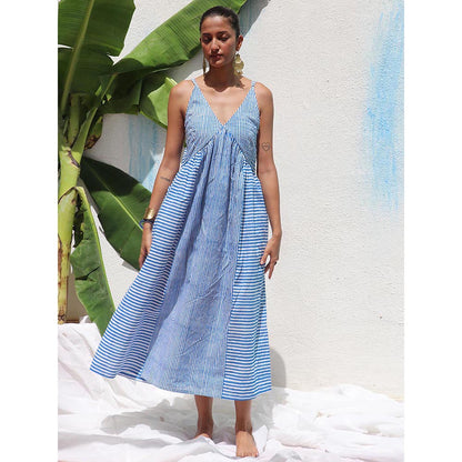 Chidiyaa Walk In the Clouds Megha Handprinted Cotton Dress