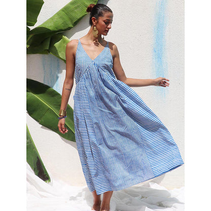Chidiyaa Walk In the Clouds Megha Handprinted Cotton Dress