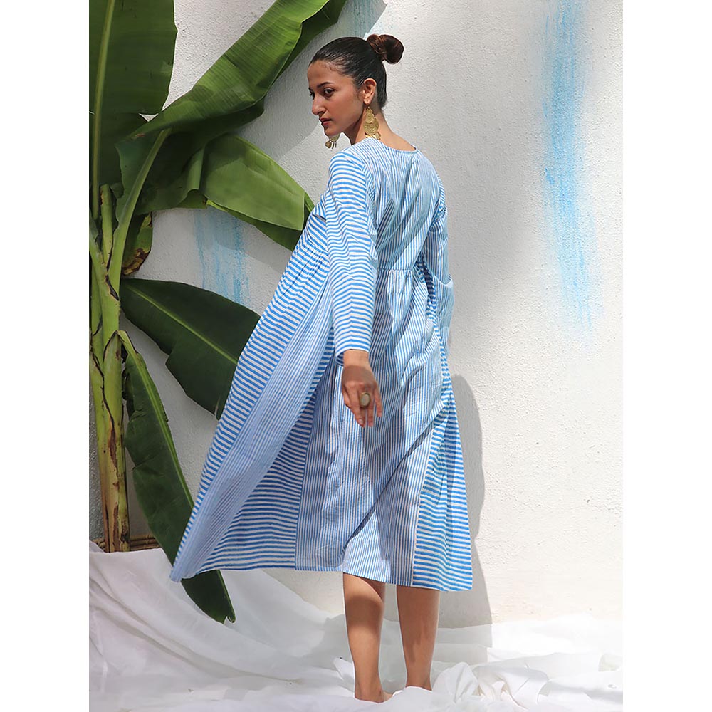 Chidiyaa Walk In the Clouds Amaris Handprinted Cotton Dress