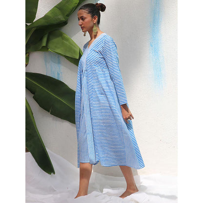 Chidiyaa Walk In the Clouds Amaris Handprinted Cotton Dress