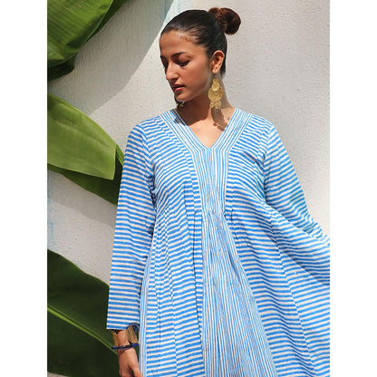Chidiyaa Walk In the Clouds Amaris Handprinted Cotton Dress