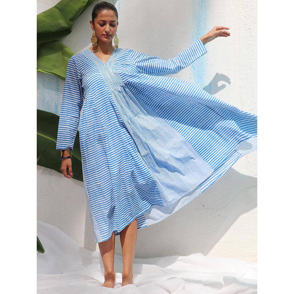 Chidiyaa Walk In the Clouds Amaris Handprinted Cotton Dress