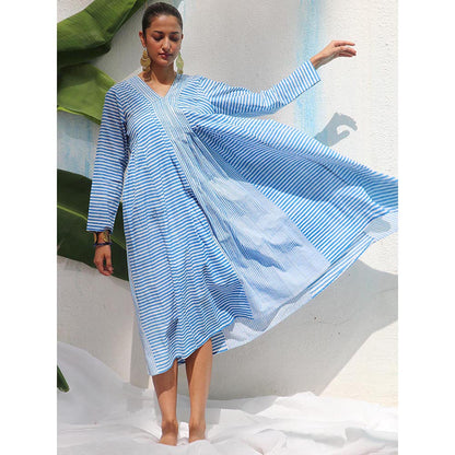 Chidiyaa Walk In the Clouds Amaris Handprinted Cotton Dress