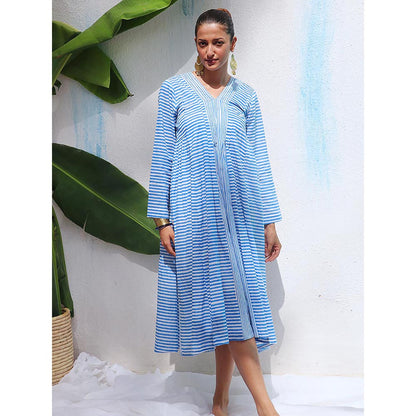 Chidiyaa Walk In the Clouds Amaris Handprinted Cotton Dress