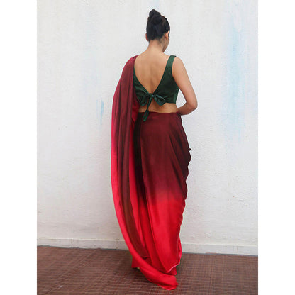Chidiyaa Iravati Modal Silk Ombre Saree with Unstitched Blouse with Unstitched