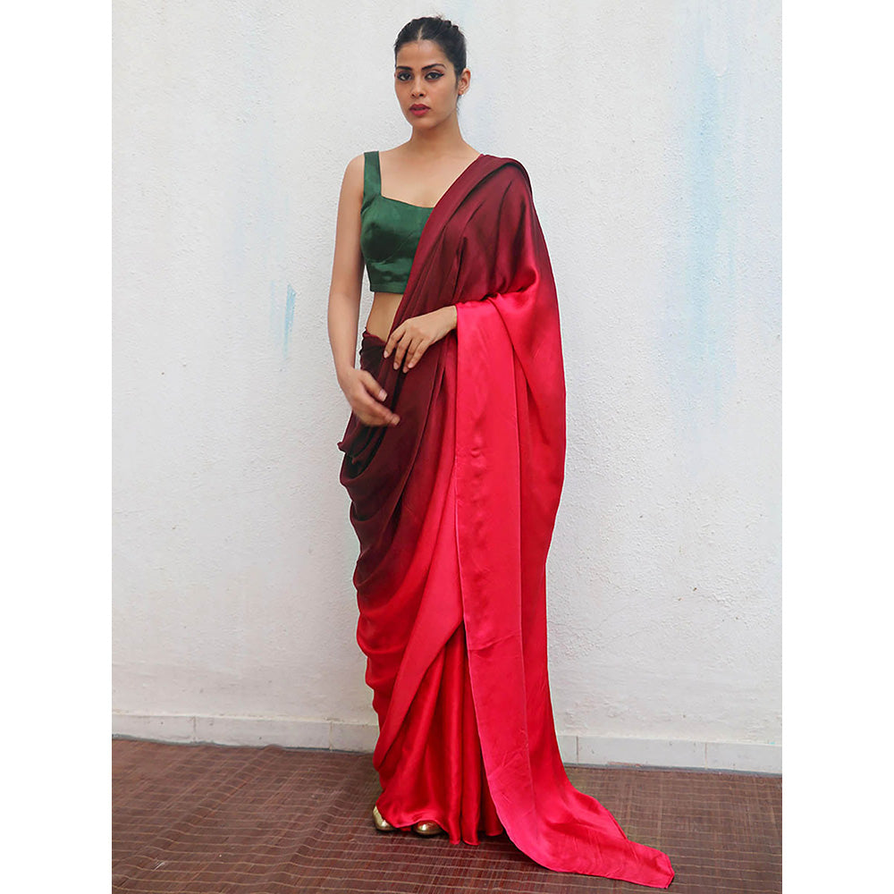 Chidiyaa Iravati Modal Silk Ombre Saree with Unstitched Blouse with Unstitched