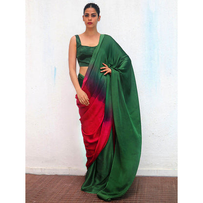 Chidiyaa Yamuna Modal Silk Ombre Saree with Unstitched Blouse with Unstitched