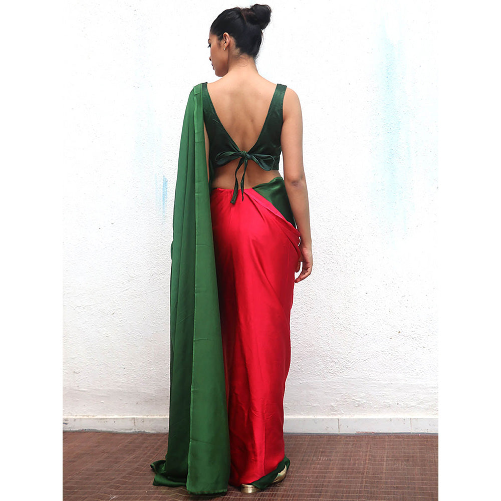 Chidiyaa Yamuna Modal Silk Ombre Saree with Unstitched Blouse with Unstitched