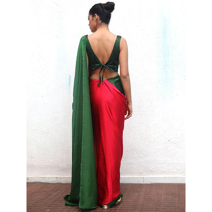 Chidiyaa Yamuna Modal Silk Ombre Saree with Unstitched Blouse with Unstitched