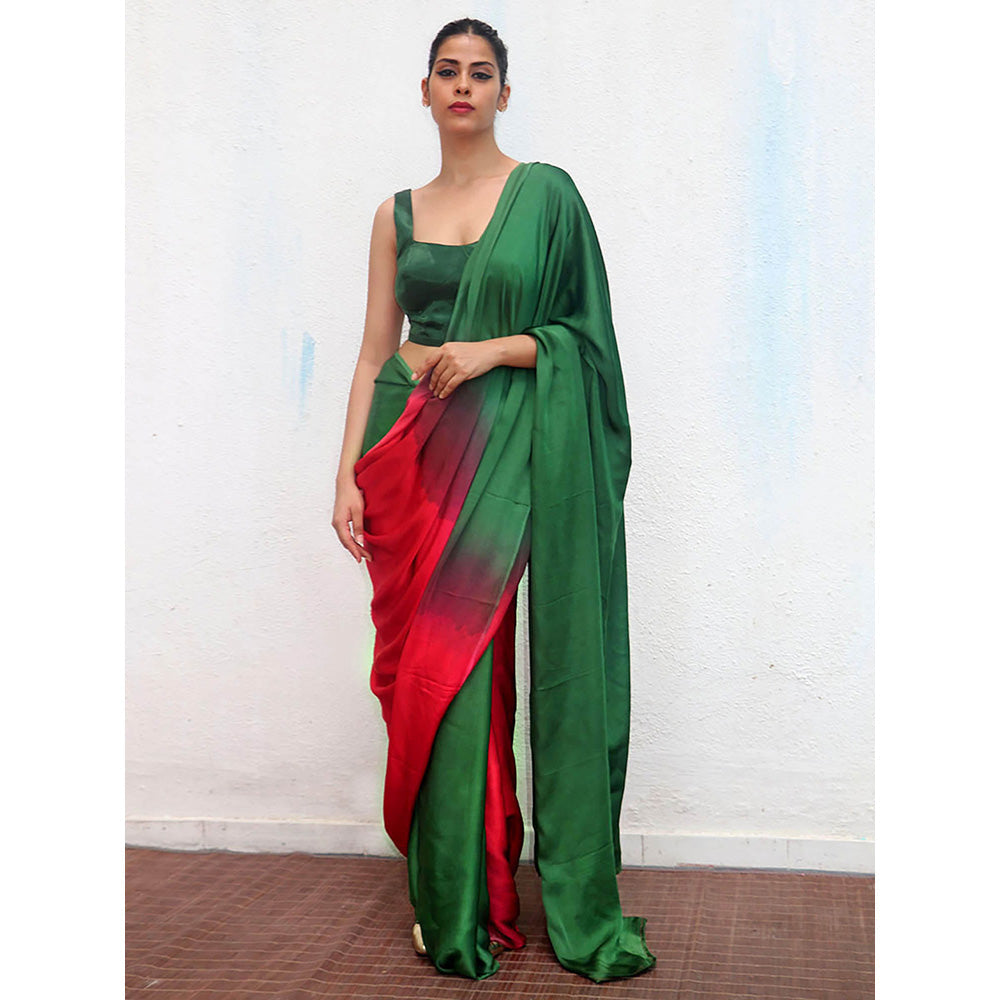 Chidiyaa Yamuna Modal Silk Ombre Saree with Unstitched Blouse with Unstitched