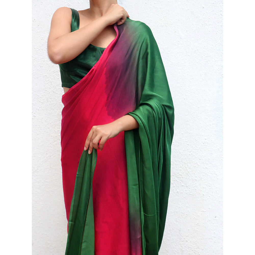 Chidiyaa Yamuna Modal Silk Ombre Saree with Unstitched Blouse with Unstitched