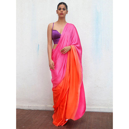 Chidiyaa Jhelum Modal Silk Ombre Saree with Unstitched Blouse with Unstitched