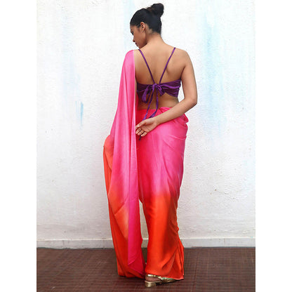 Chidiyaa Jhelum Modal Silk Ombre Saree with Unstitched Blouse with Unstitched