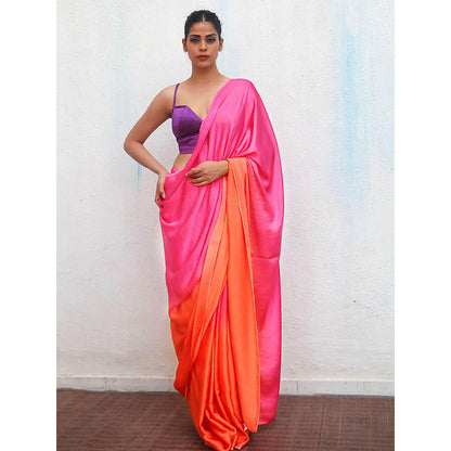 Chidiyaa Jhelum Modal Silk Ombre Saree with Unstitched Blouse with Unstitched