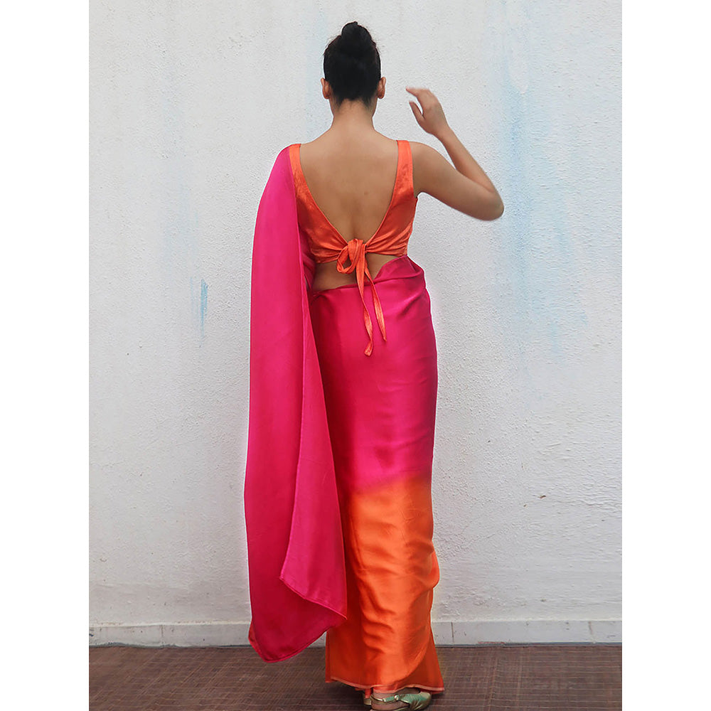 Chidiyaa Ganga Modal Silk Ombre Saree with Unstitched Blouse with Unstitched