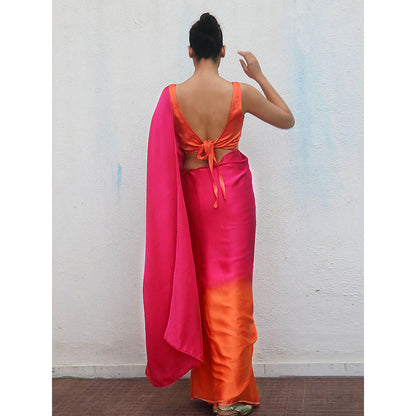 Chidiyaa Ganga Modal Silk Ombre Saree with Unstitched Blouse with Unstitched