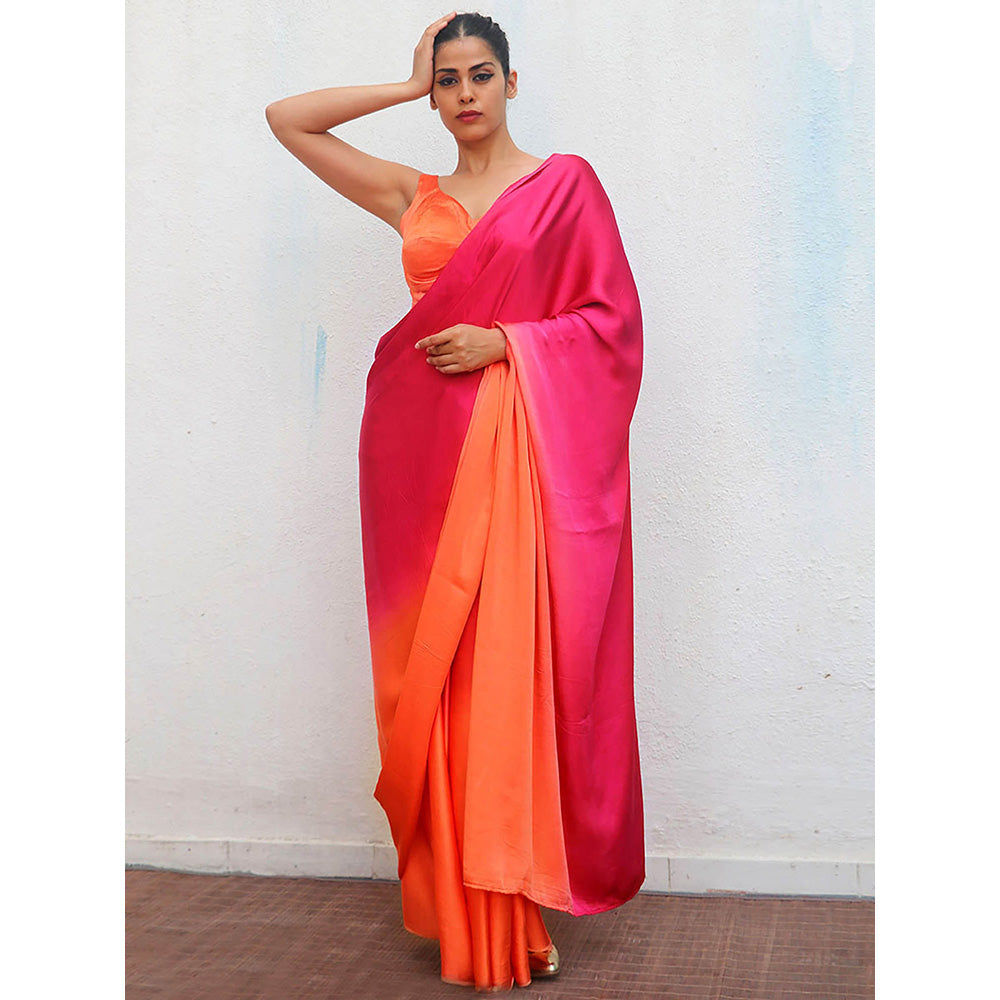Chidiyaa Ganga Modal Silk Ombre Saree with Unstitched Blouse with Unstitched