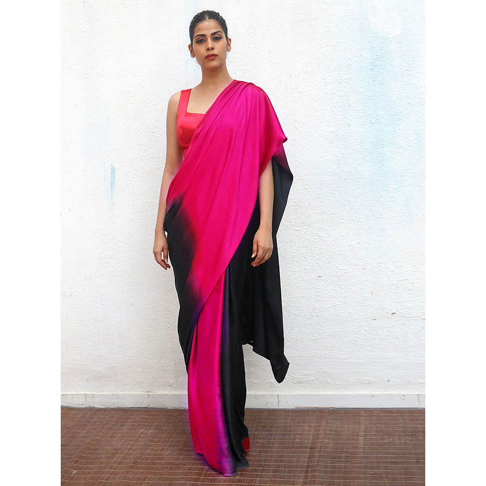 Chidiyaa Teesta Modal Silk Ombre Saree with Unstitched Blouse with Unstitched