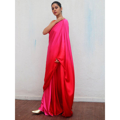 Chidiyaa Swarna Modal Silk Ombre Saree with Unstitched Blouse with Unstitched