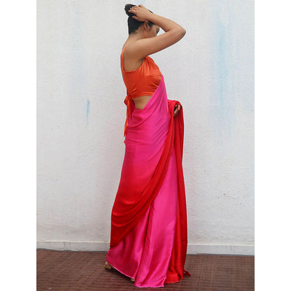 Chidiyaa Swarna Modal Silk Ombre Saree with Unstitched Blouse with Unstitched