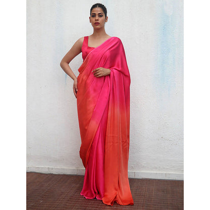 Chidiyaa Narmada Modal Silk Ombre Saree with Unstitched Blouse with Unstitched