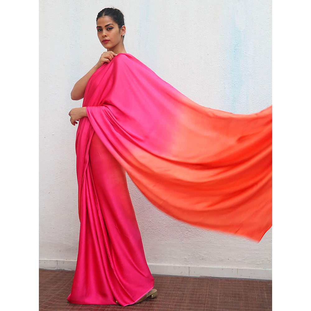 Chidiyaa Narmada Modal Silk Ombre Saree with Unstitched Blouse with Unstitched