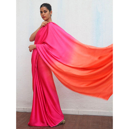 Chidiyaa Narmada Modal Silk Ombre Saree with Unstitched Blouse with Unstitched