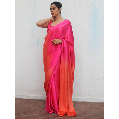 Chidiyaa Narmada Modal Silk Ombre Saree with Unstitched Blouse with Unstitched
