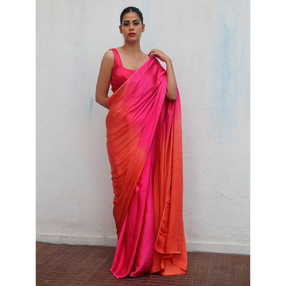 Chidiyaa Narmada Modal Silk Ombre Saree with Unstitched Blouse with Unstitched