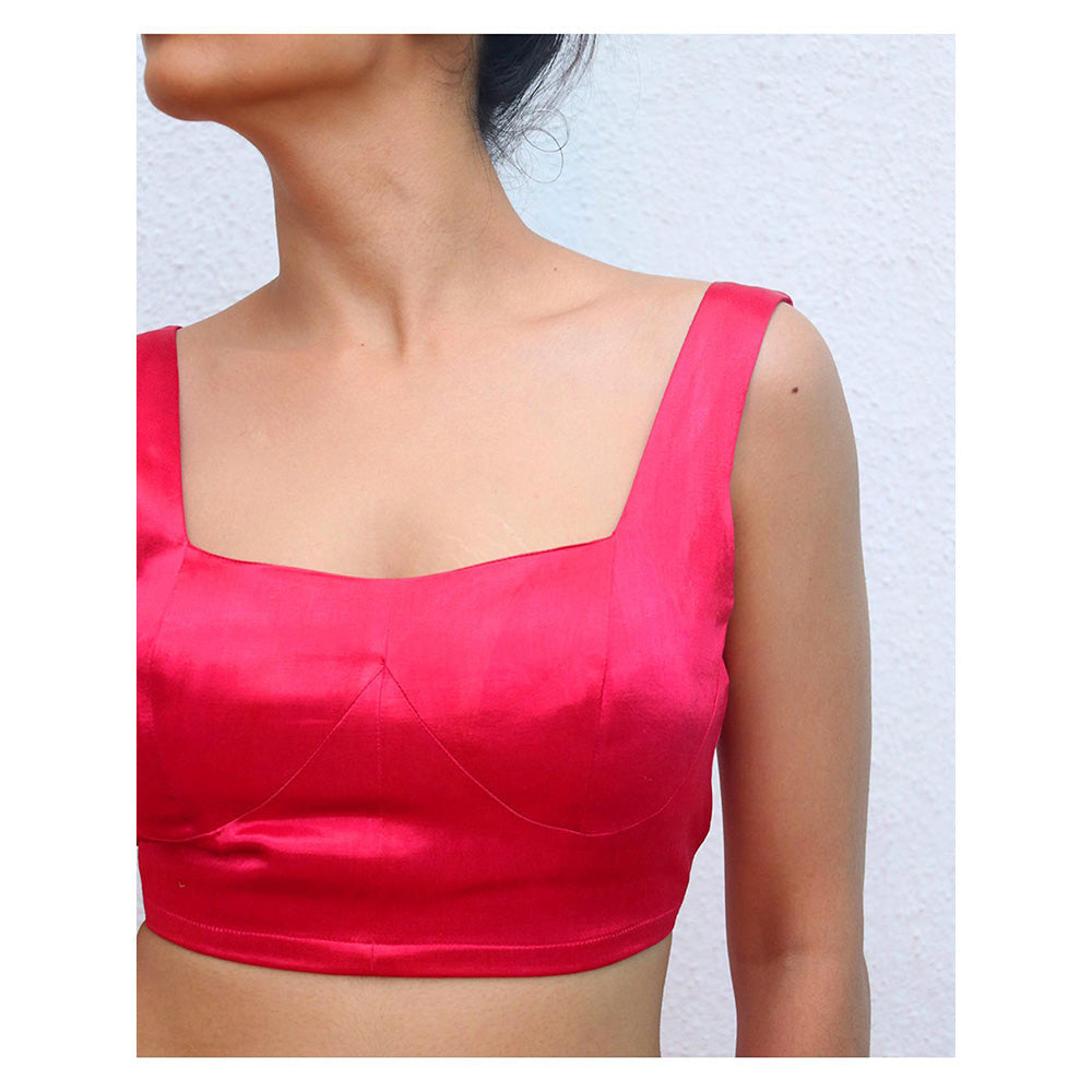 Chidiyaa Pink Kaveri Mashru Silk Stitched Blouse