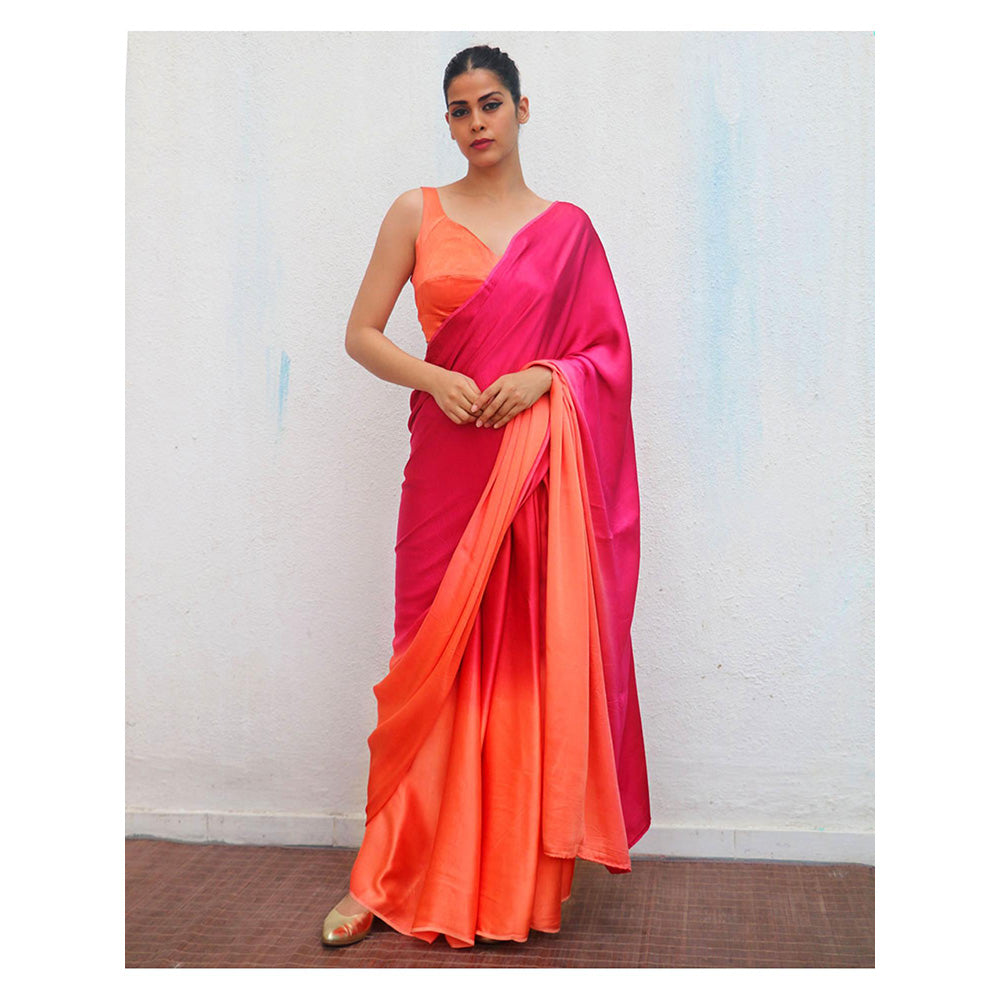 Chidiyaa Orange Godavari Mashru Silk Stitched Blouse