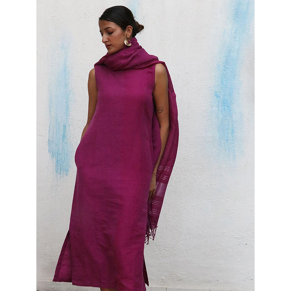 Chidiyaa Breathe Nora Purple Handwoven Linen Dupatta