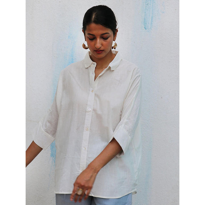 Chidiyaa Breathe Meryl White Handwoven Linen Shirt