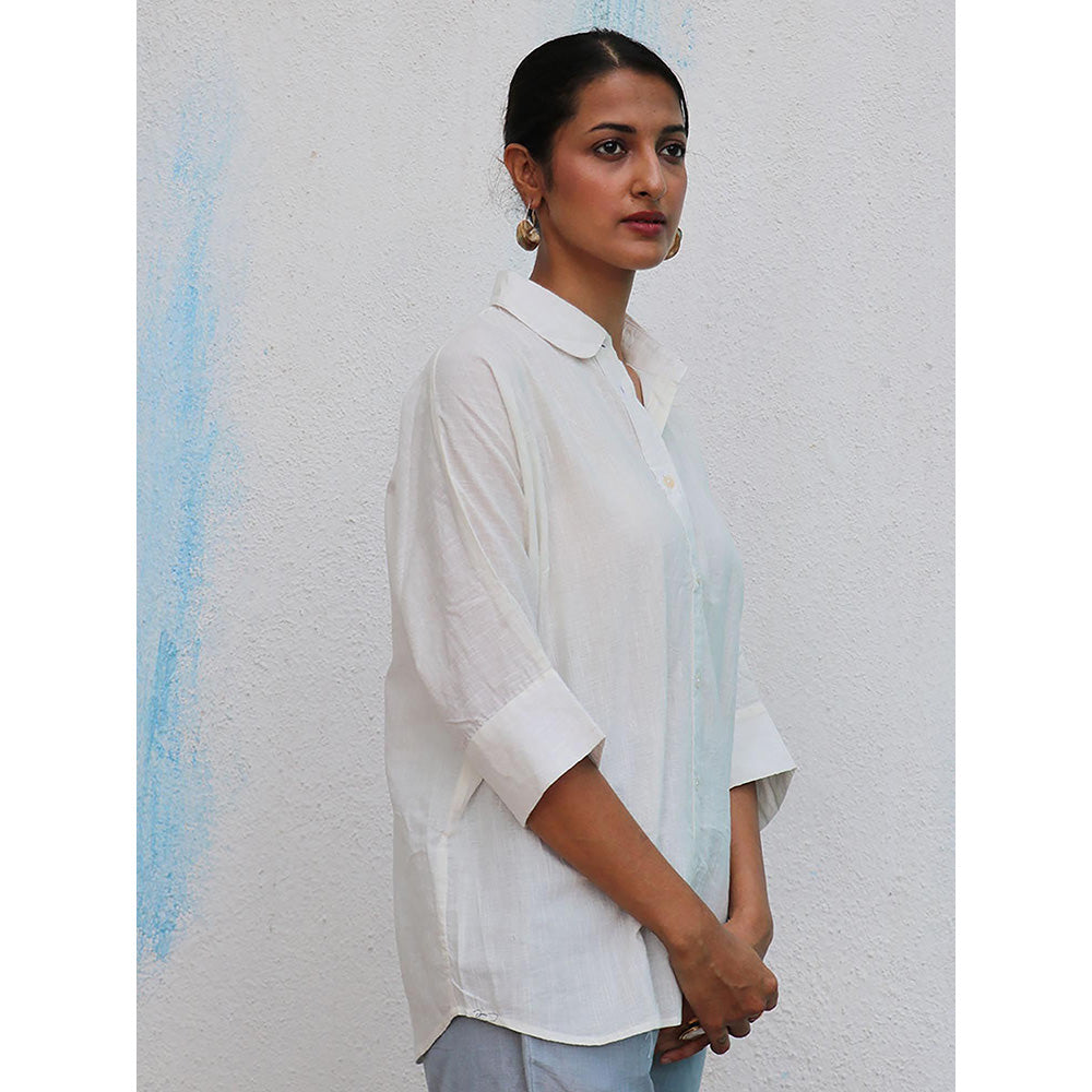 Chidiyaa Breathe Meryl White Handwoven Linen Shirt