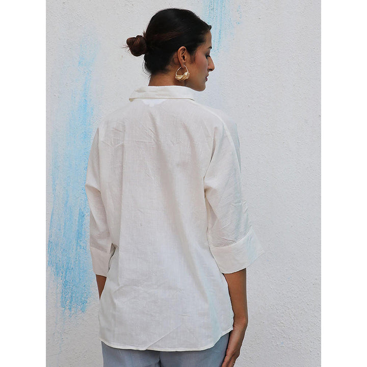 Chidiyaa Breathe Meryl White Handwoven Linen Shirt