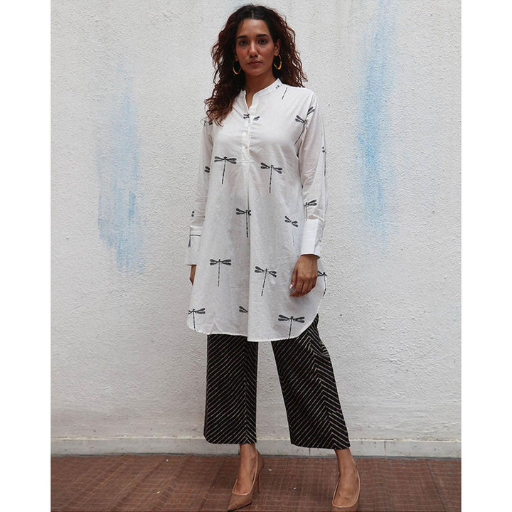 Chidiyaa Daydreaming In Monochrome Gone With The Wing Printed Kurta with Palazzo (Set of 2)