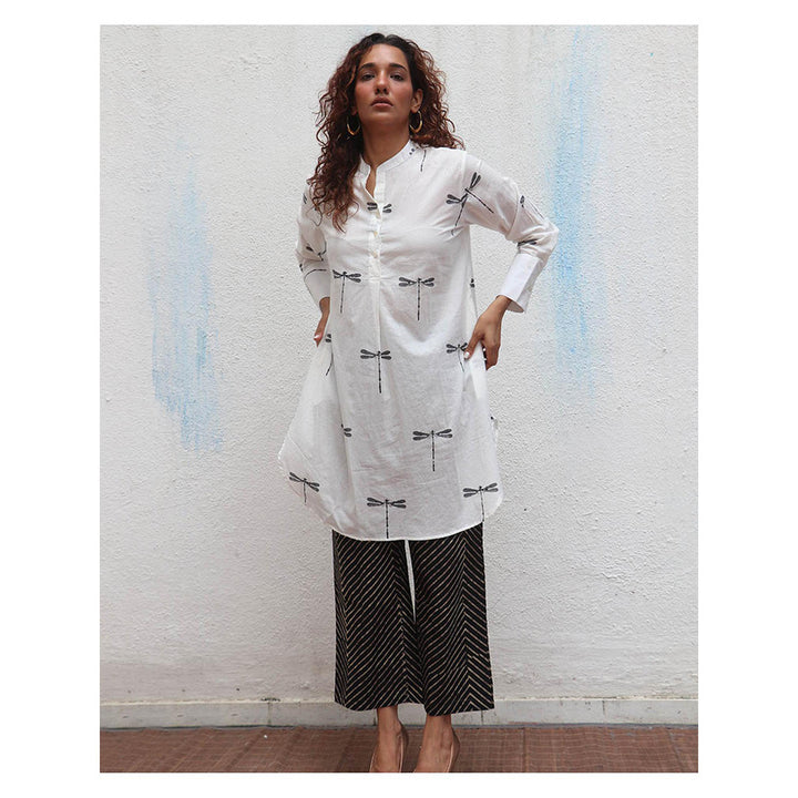 Chidiyaa Daydreaming In Monochrome Gone With The Wing Printed Kurta with Palazzo (Set of 2)