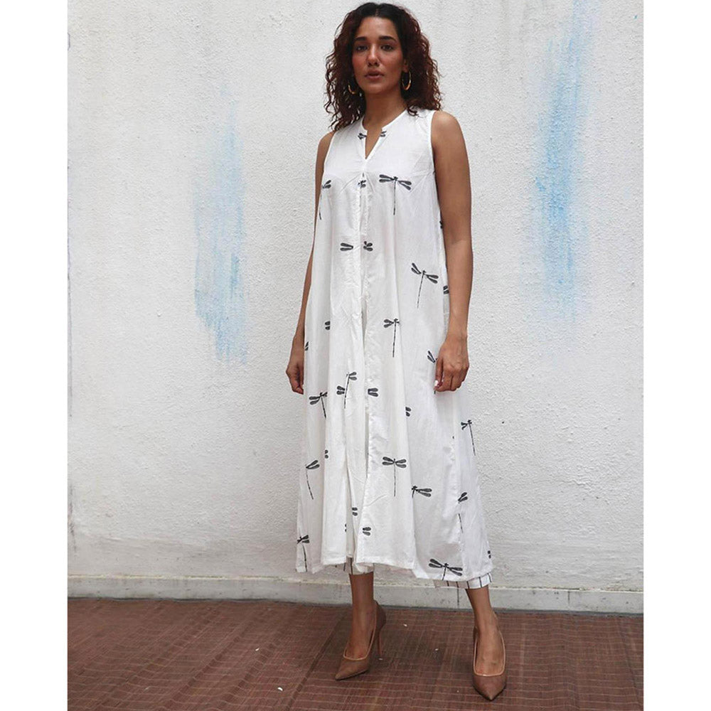 Chidiyaa Daydreaming In Monochrome Flutter Away Printed Kurta with Pant (Set of 2)