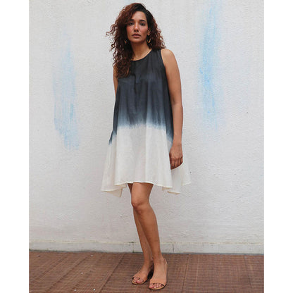 Chidiyaa Daydreaming In Monochrome Oreo Truffle Printed Cotton Dress