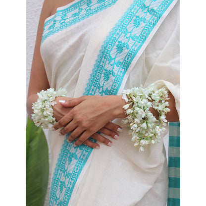 Chidiyaa Uma Sadhana Handwoven Linen Cotton Jamdani Saree with Unstitched Blouse