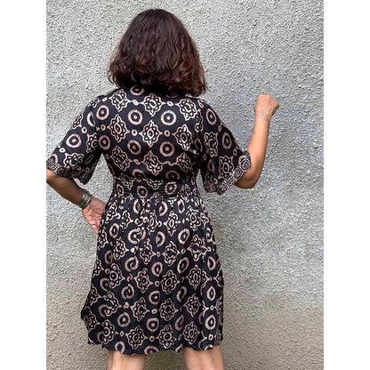 Chidiyaa Gypsy Heart Marjorie Modal Silk Black Dress