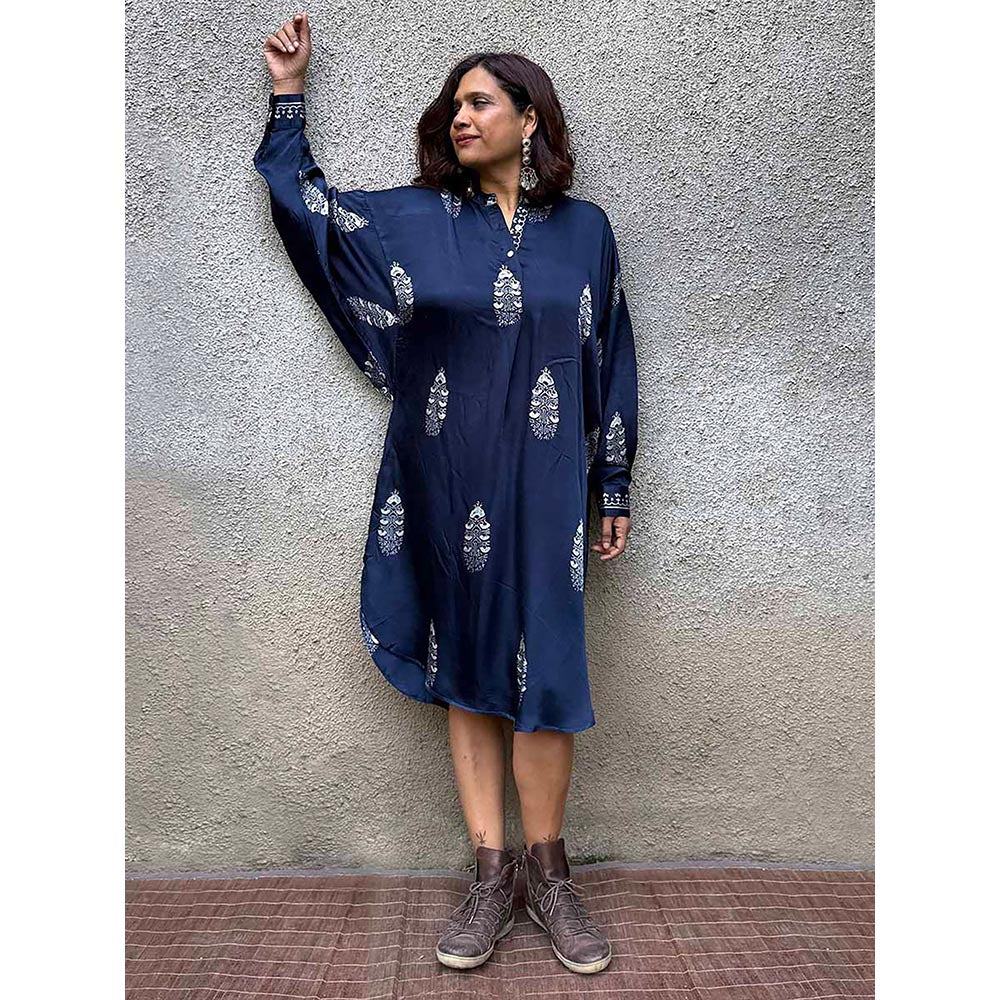 Chidiyaa Gypsy Heart Margot Modal Silk Blue Dress