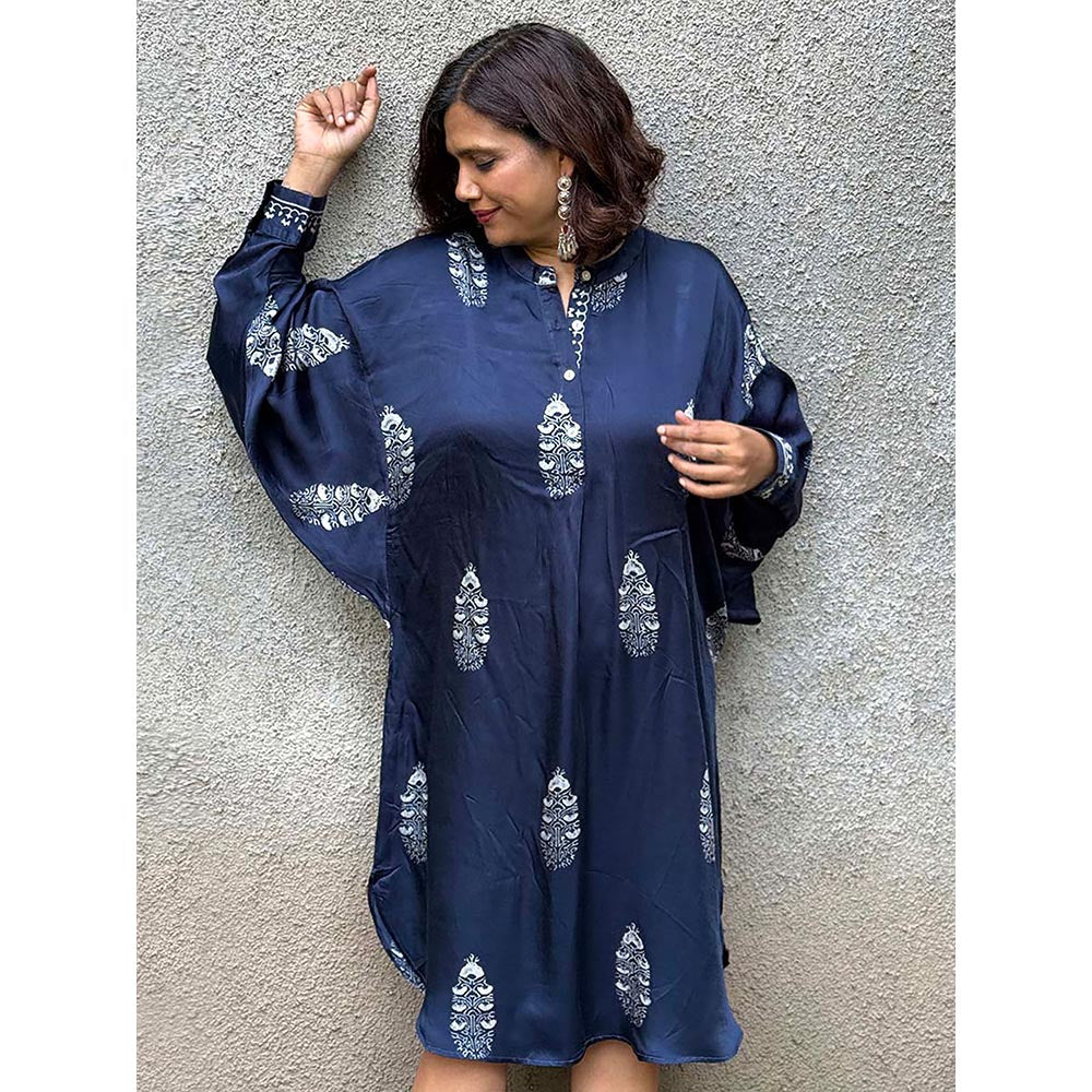 Chidiyaa Gypsy Heart Margot Modal Silk Blue Dress