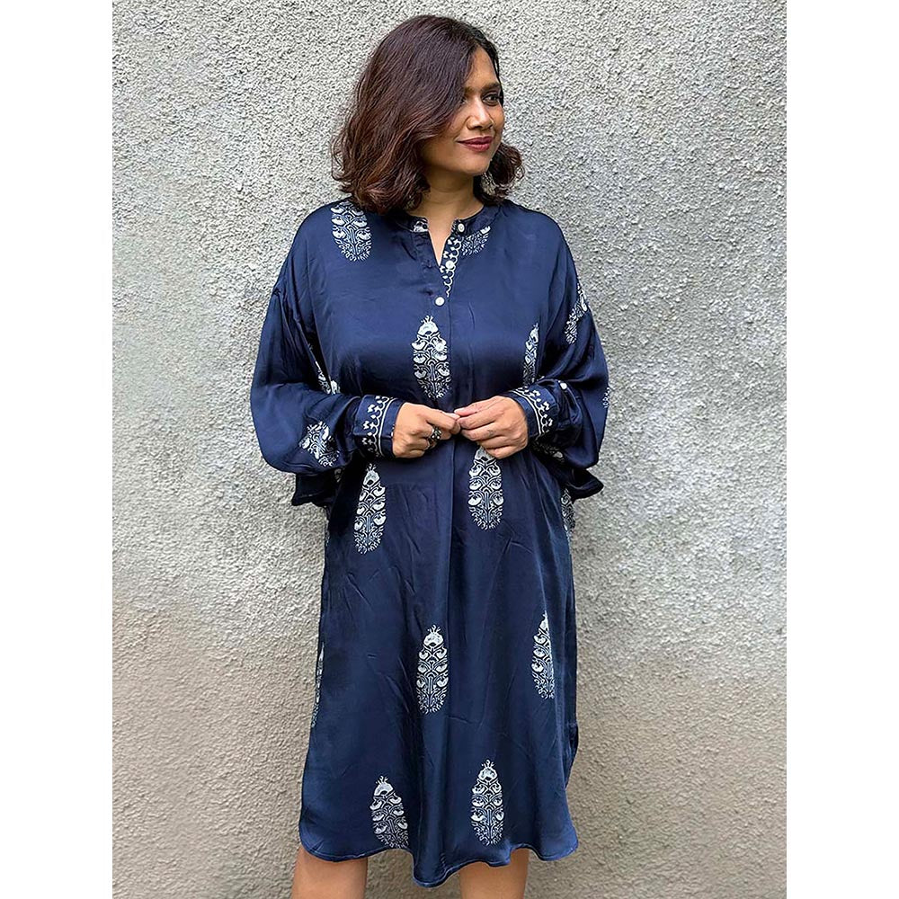 Chidiyaa Gypsy Heart Margot Modal Silk Blue Dress