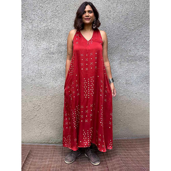 Chidiyaa Gypsy Heart Amelie Modal Silk Red Dress