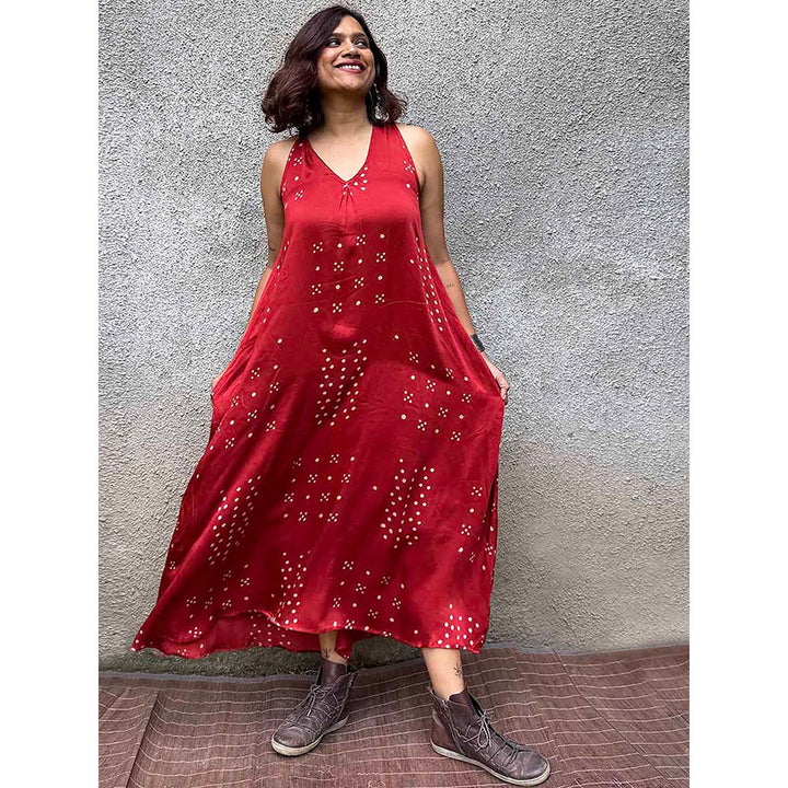 Chidiyaa Gypsy Heart Amelie Modal Silk Red Dress