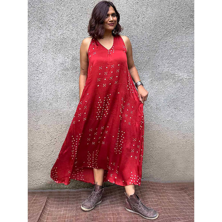 Chidiyaa Gypsy Heart Amelie Modal Silk Red Dress