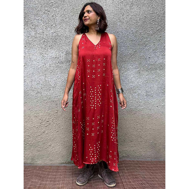 Chidiyaa Gypsy Heart Amelie Modal Silk Red Dress